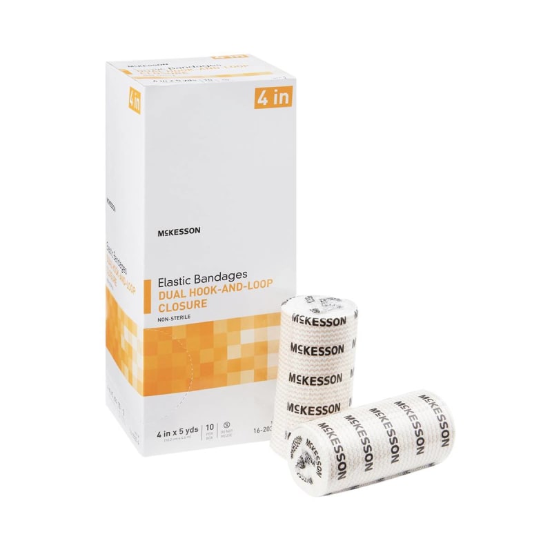 McKesson Double hook-and-loop closure Elastic Bandage, 4 Inch x 5 Yard