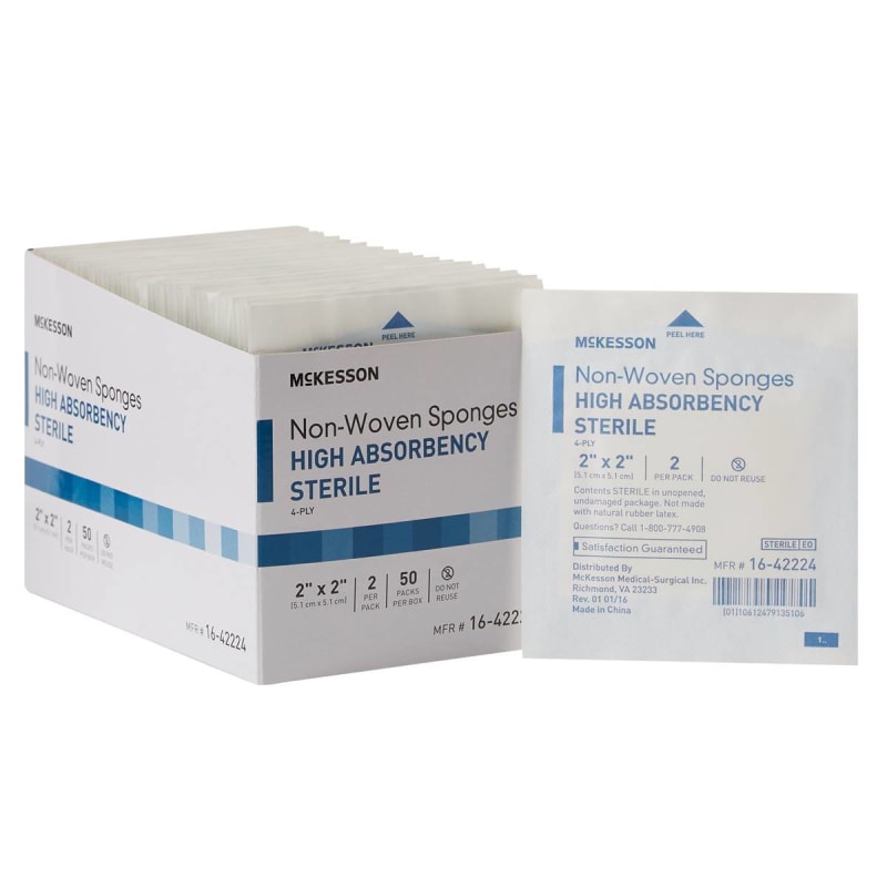 McKesson Brand McKesson Sterile Nonwoven Sponge, 2 x 2 Inch, Four Ply