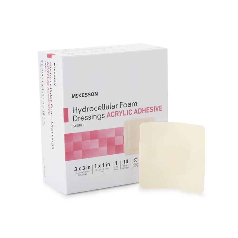 McKesson Adhesive Foam Dressing with Border, 3 x 3 Inch McKesson Adhesive Foam Dressing with Border, 3 x 3 Inch