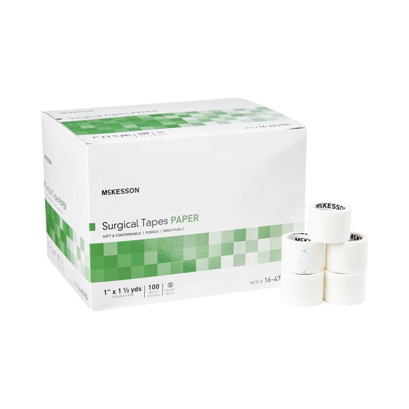McKesson Paper Medical Tape, 1 Inch x 1-1/2 Yard, White McKesson Paper Medical Tape, 1 Inch x 1-1/2 Yard, White
