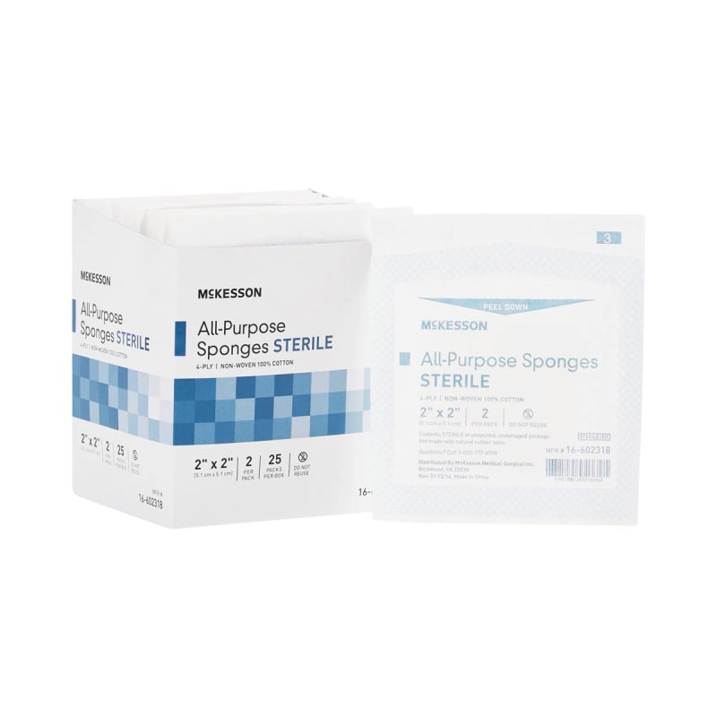 McKesson Sterile Nonwoven Sponge, 2 x 2 Inch, Four Ply McKesson Sterile Nonwoven Sponge, 2 x 2 Inch, Four Ply