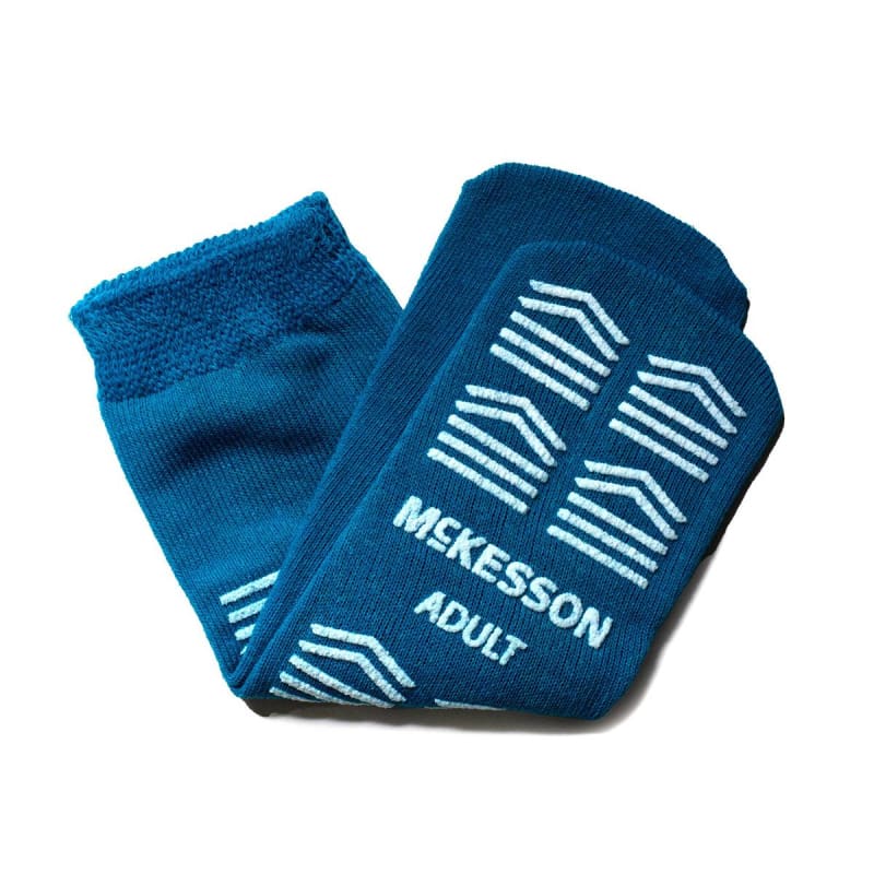 McKesson Brand Slipper Socks McKesson Unisex Adult Large Single Tread Single Patient Use Teal