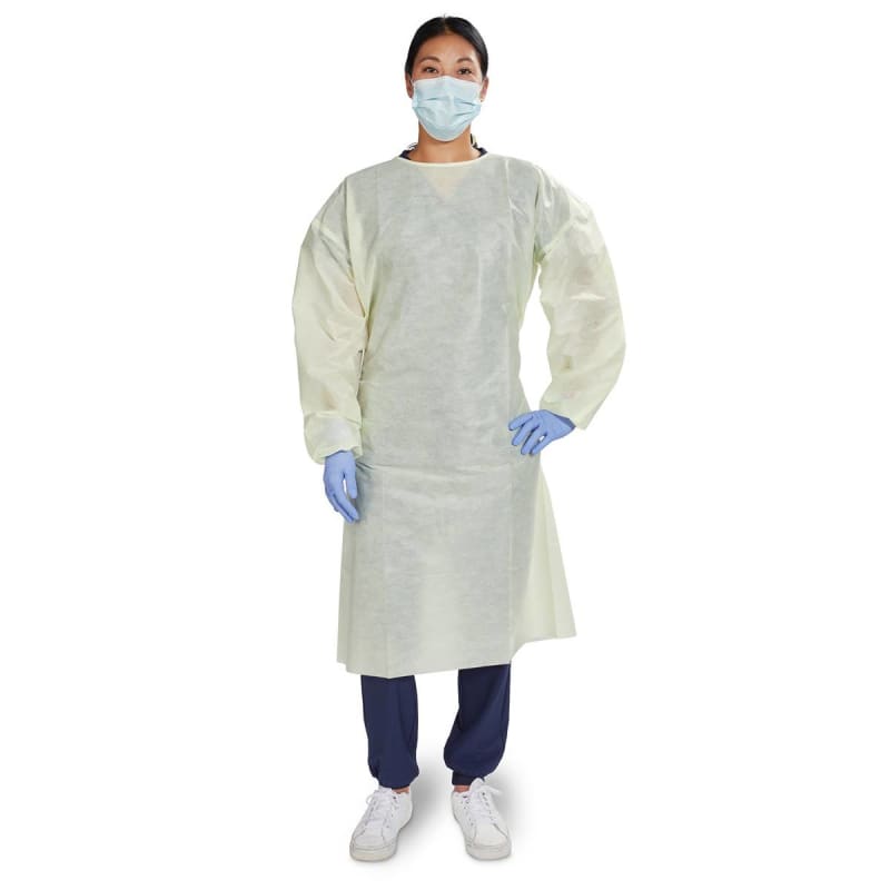 McKesson AAMI Level 2 Isolation Gown, Tie Neck Style, One Size Fits Most, Yellow