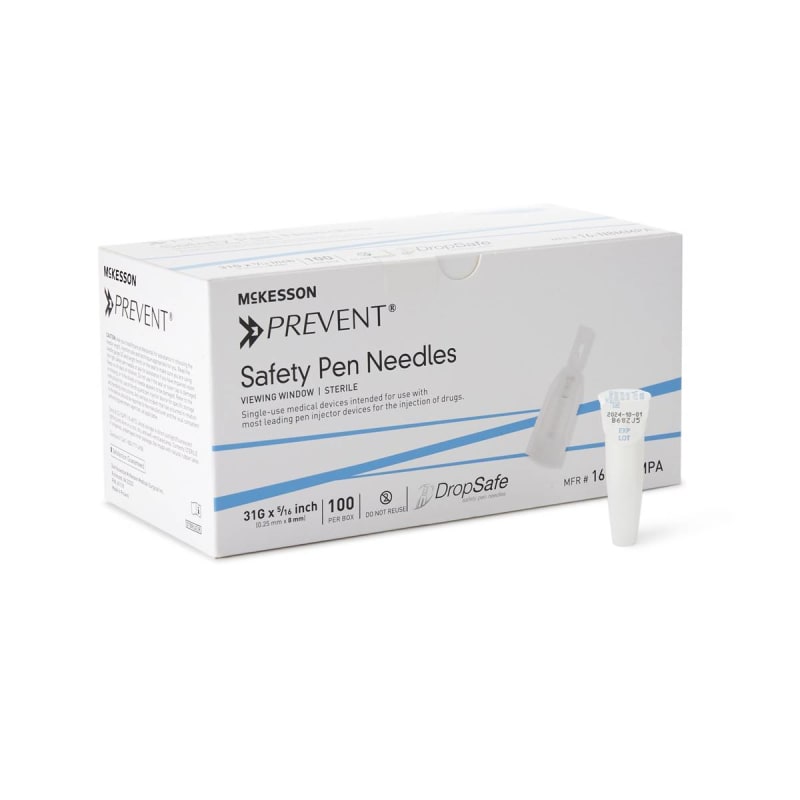 McKesson PreventÂ® Safety Insulin Pen Needle, 31 Gauge, 8 mm Length