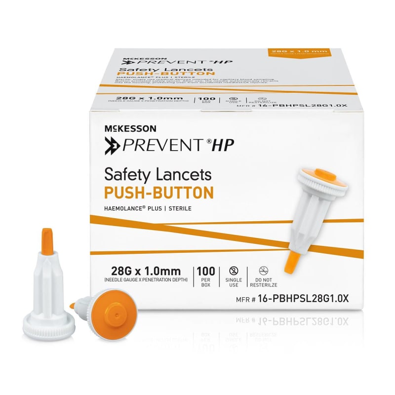 McKesson PreventÂ® HP Push Button Safety Lancet, 28 Gauge, 1.0 mm