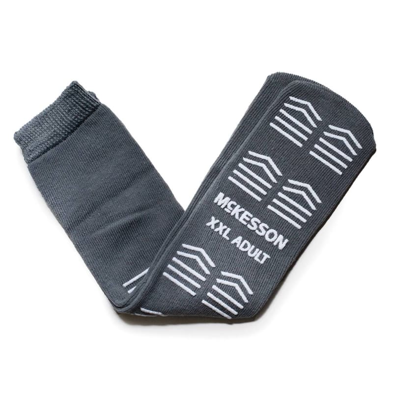 McKesson Brand Slipper Socks McKesson Unisex Adult 2X-Large Single Tread Single Patient Use Gray McKesson Brand Slipper Socks McKesson Unisex Adult 2X-Large Single Tread Single Patient Use Gray