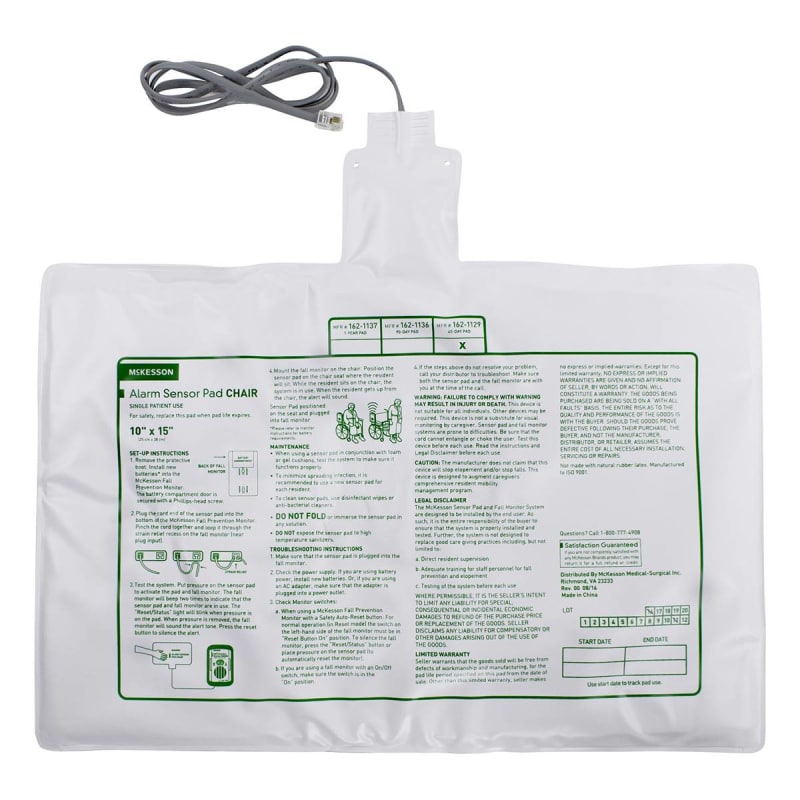 McKesson Brand McKesson Chair Alarm Sensor Pad, 10 x 15 Inch McKesson Brand McKesson Chair Alarm Sensor Pad, 10 x 15 Inch