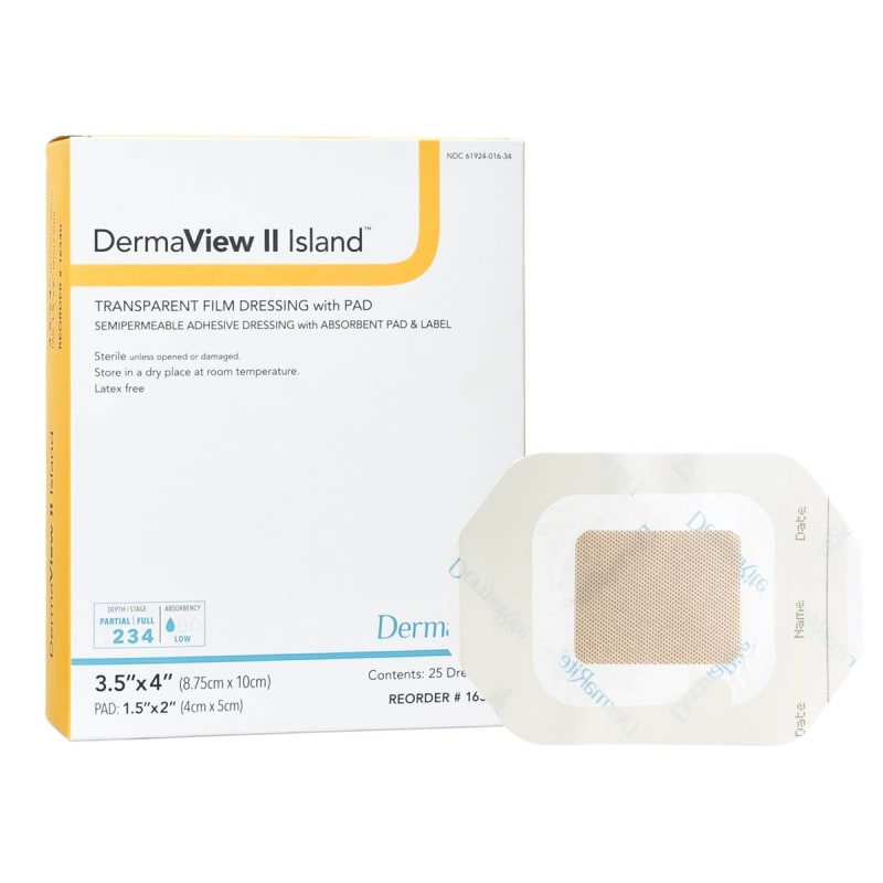 Sion Brands LLC DermaView IIâ„¢ Island Transparent Film Dressing with Pad, 3.5 x 4 Inch