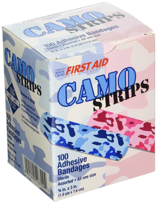 Dukal AmericanÂ® White Cross Stat StripÂ® Kid Design (Blue / Pink Camo) Adhesive Strip
