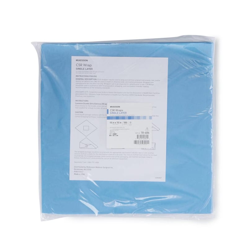 McKesson Single Layer Sterilization Wrap, 15 x 15 Inch McKesson Single Layer Sterilization Wrap, 15 x 15 Inch