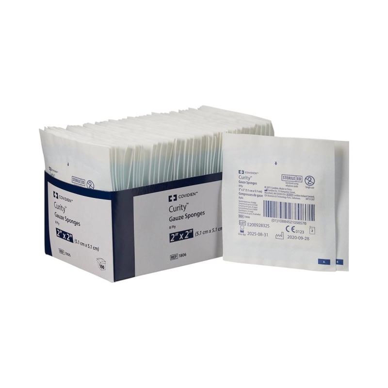 Cardinal Curityâ„¢ Sterile USP Type VII Gauze Sponge, 2 x 2 Inch, Eight-Ply