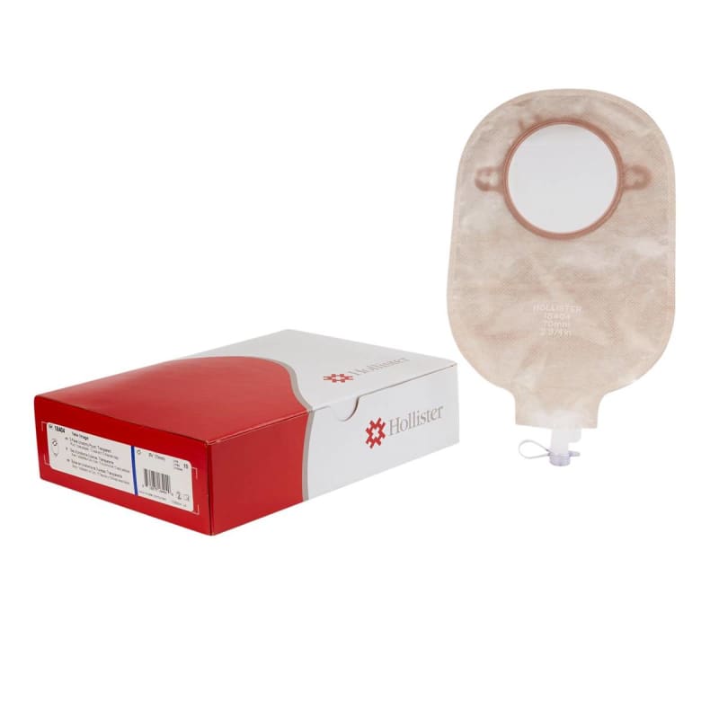 Hollister New Imageâ„¢ 18404 Two-Piece Transparent Urostomy Pouch, 70 mm Flange, Blue Match