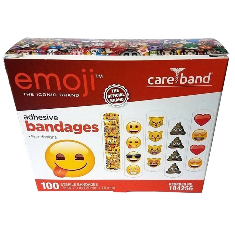 ASO LLC Care Brand Emoji™ Adhesive Strip Bandages, ¾ x 3 Inch ASO LLC Care Brand Emoji™ Adhesive Strip Bandages, ¾ x 3 Inch