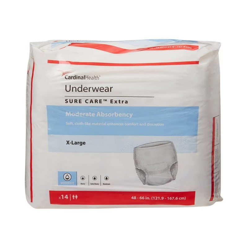 Cardinal Simplicity Unisex Adult Disposable Underwear, Moderate Absorbency, X-Large, 48 to 66 Inch Waist