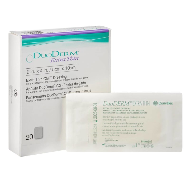 ConvaTec DuoDerm® Extra Thin Hydrocolloid Dressing, 2 x 4 Inch ConvaTec DuoDerm® Extra Thin Hydrocolloid Dressing, 2 x 4 Inch