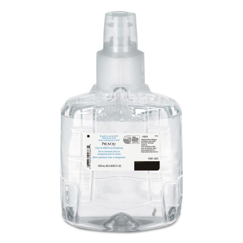 GOJO ProvonÂ® Clear and Mild Foam Handwash, 1200 mL Dispenser Refill Bottle, Unscented