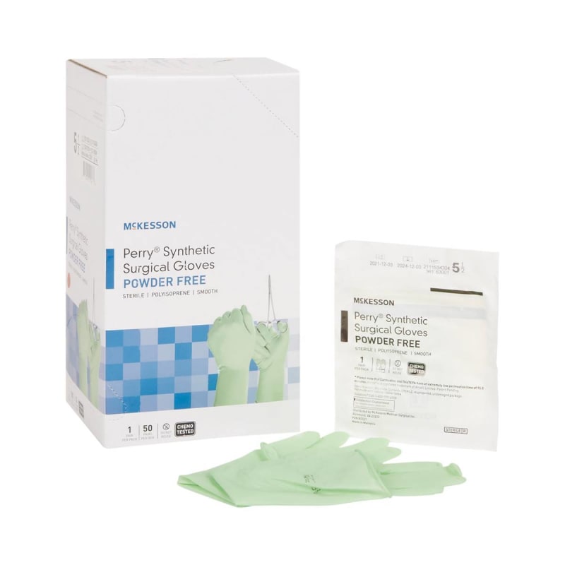McKesson Brand McKesson PerryÂ® Performance Plus Polyisoprene Surgical Glove, Size 5.5, Green