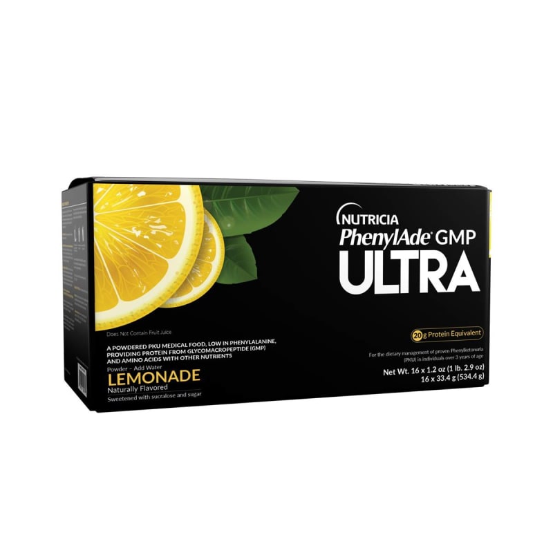 Nutricia North America Oral Supplement PhenylAde® GMP ULTRA Lemonade Flavor Powder 1.2 oz. / 33.4 Gram Individual Packet Nutricia North America Oral Supplement PhenylAde® GMP ULTRA Lemonade Flavor Powder 1.2 oz. / 33.4 Gram Individual Packet