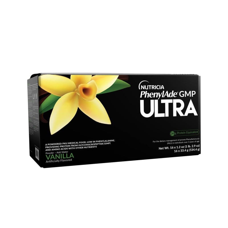 Nutricia North America Oral Supplement PhenylAde® GMP ULTRA Vanilla Flavor Powder 1.2 oz. / 33.4 Gram Individual Packet Nutricia North America Oral Supplement PhenylAde® GMP ULTRA Vanilla Flavor Powder 1.2 oz. / 33.4 Gram Individual Packet