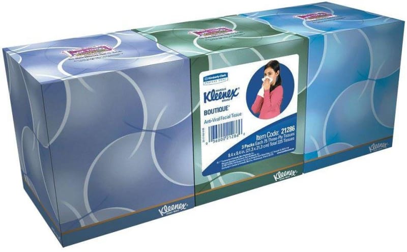 Kimberly Clark Anti-Viral Facial Tissue Kleenex® Anti-Viral White 8-1/5 X 8-2/5 Inch 68 Count Kimberly Clark Anti-Viral Facial Tissue Kleenex® Anti-Viral White 8-1/5 X 8-2/5 Inch 68 Count