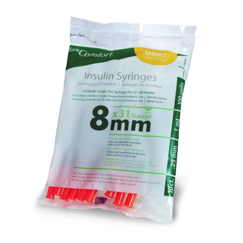 Allison Medical Inc Standard Insulin Syringe with Needle Surecomfort® 1 mL 5/16 Inch 31 Gauge NonSafety Regular Wall Allison Medical Inc Standard Insulin Syringe with Needle Surecomfort® 1 mL 5/16 Inch 31 Gauge NonSafety Regular Wall