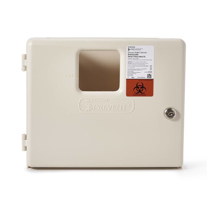 McKesson PreventÂ® Sharps Collector Wall Cabinet, 12Â¼ x 4Â¾ x 10 Inch