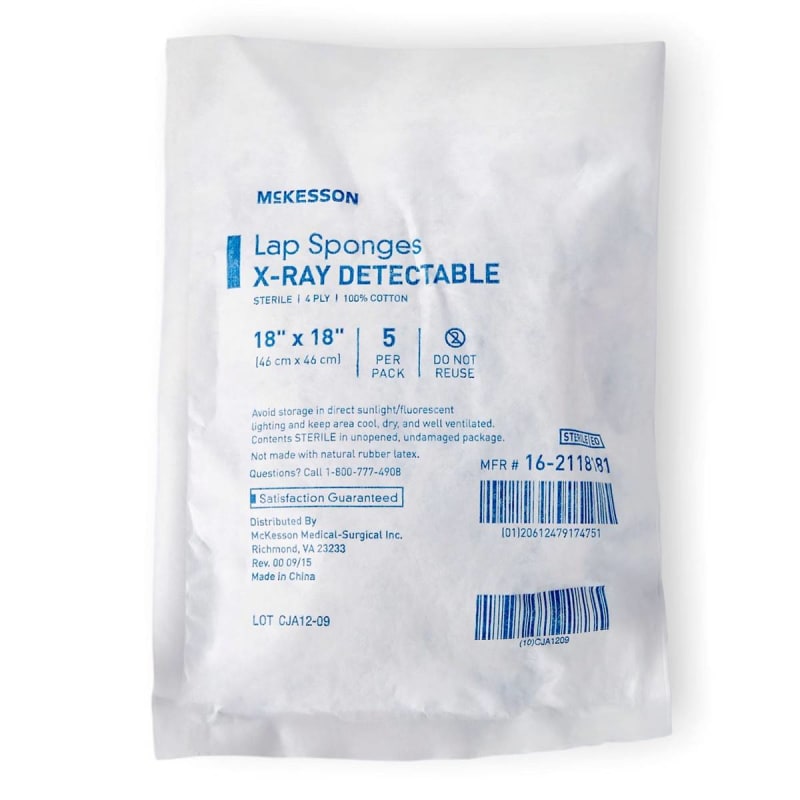 Cardinal Health Sterile Surgical Laparotomy Sponge, 4 x 18 Inch