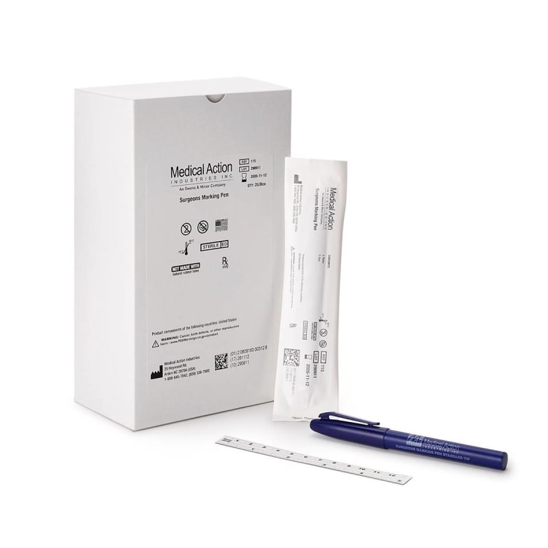 Cardinal Healthâ„¢ Skin Marker with Ruler and Labels, Regular Tip