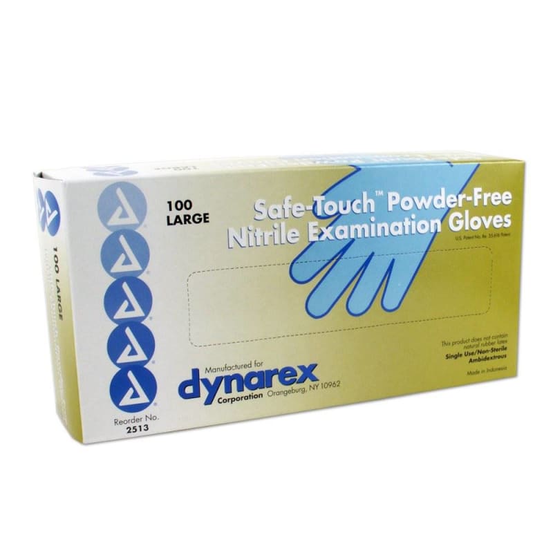 Dynarex Safe-Touchâ„¢ Nitrile Exam Glove, Large, Blue Dynarex Safe-Touchâ„¢ Nitrile Exam Glove, Large, Blue