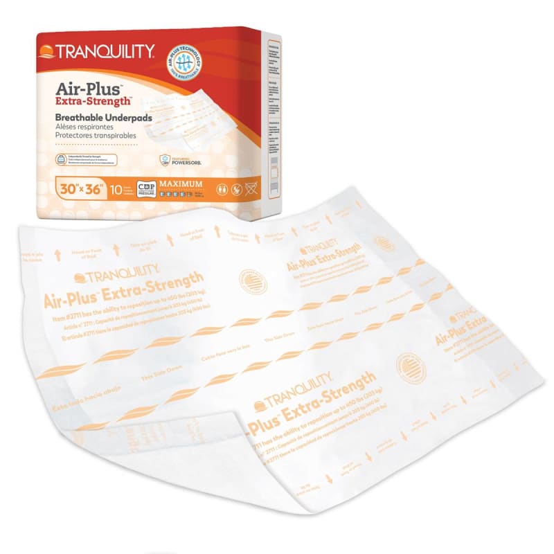 Principle Business Enterprises Tranquility® AIR-Plus Extra-Strength Positioning Underpad, 30 x 36 Inch Principle Business Enterprises Tranquility® AIR-Plus Extra-Strength Positioning Underpad, 30 x 36 Inch