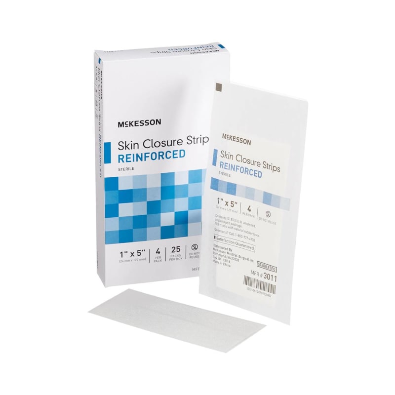 McKesson Skin Closure Reinforced Strip, 1 X 5 Inch McKesson Skin Closure Reinforced Strip, 1 X 5 Inch