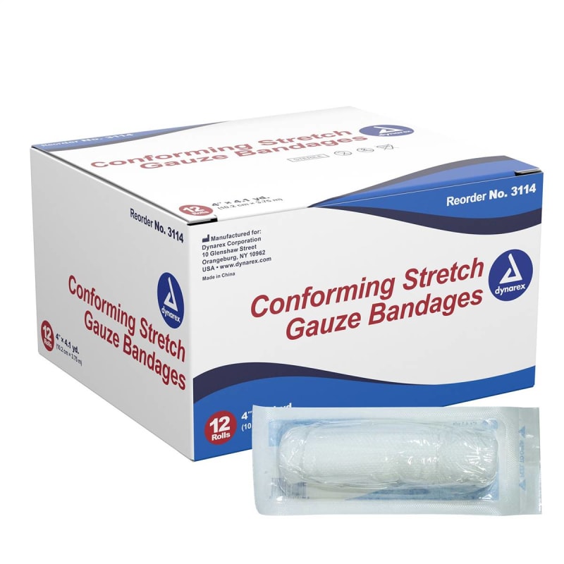 Dynarex dynarexÂ® Sterile Conforming Bandage, 4 Inch x 4-1/10 Yard