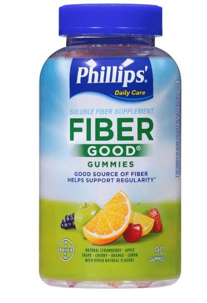 Bayer Fiber Supplement Phillips'Â® Fiber GoodÂ® Assorted Flavors Gummies 90 per Bottle 4 Gram Strength Fiber