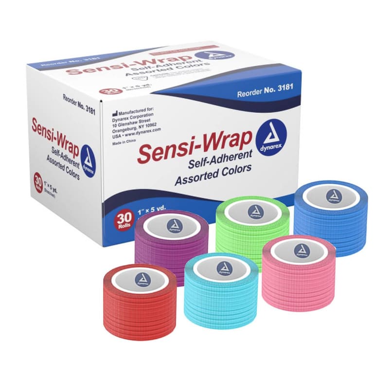 Dynarex Sensi-Wrap Self-adherent Closure Cohesive Bandage, 1 Inch x 5 Yard