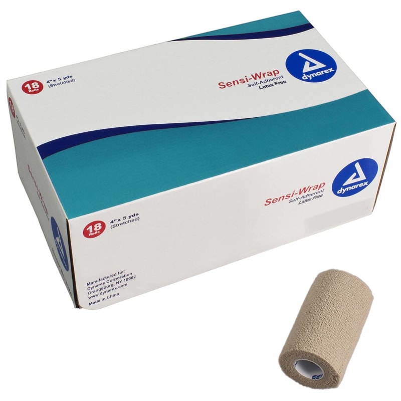 Dynarex Sensi-Wrap Self-adherent Closure Cohesive Bandage, 4 Inch x 5 Yard