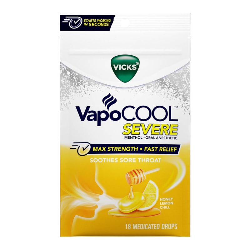 Procter & Gamble Vicks VapoCool Severe Menthol Oral Anesthetic Drops Honey Lemon Chill