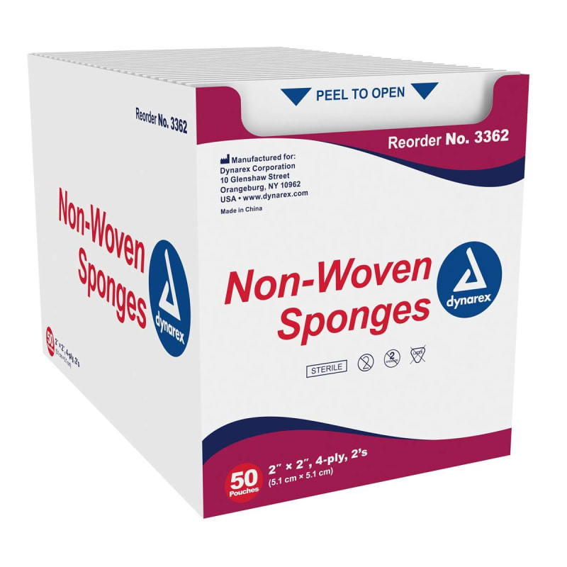 dynarexÂ® Sterile Nonwoven Sponge, 2 x 2 Inch, Four Ply