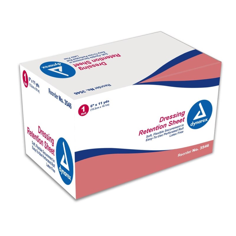 dynarexÂ® Dressing Retention Sheet, 6 Inch x 11 Yard Perforated Roll, White