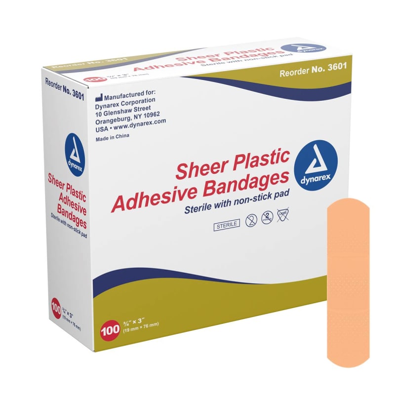 dynarexÂ® Tan Sheer Adhesive Strip, 0.75 x 3 Inch