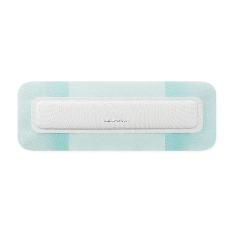 Coloplast Silicone Foam Dressing BiatainÂ® Silicone Fit 4 X 12 Inch With Border Film Backing Silicone Adhesive Rectangle Sterile