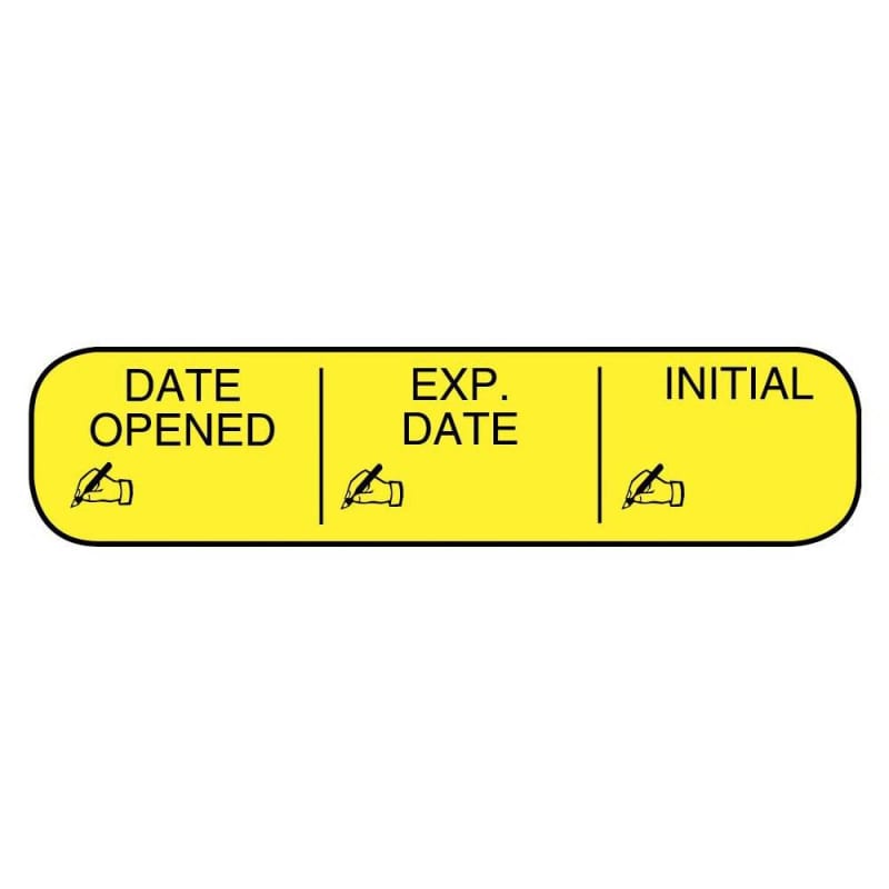 Apothecary Products Pre-Printed / Write On Label Apothecary Products® Auxiliary Label Yellow Paper DATE OPENED/EXP. DATE/INITIAL Black Quality Control Label 3/8 X 1-9/16 Apothecary Products Pre-Printed / Write On Label Apothecary Products® Auxiliary Label Yellow Paper DATE OPENED/EXP. DATE/INITIAL Black Quality Control Label 3/8 X 1-9/16