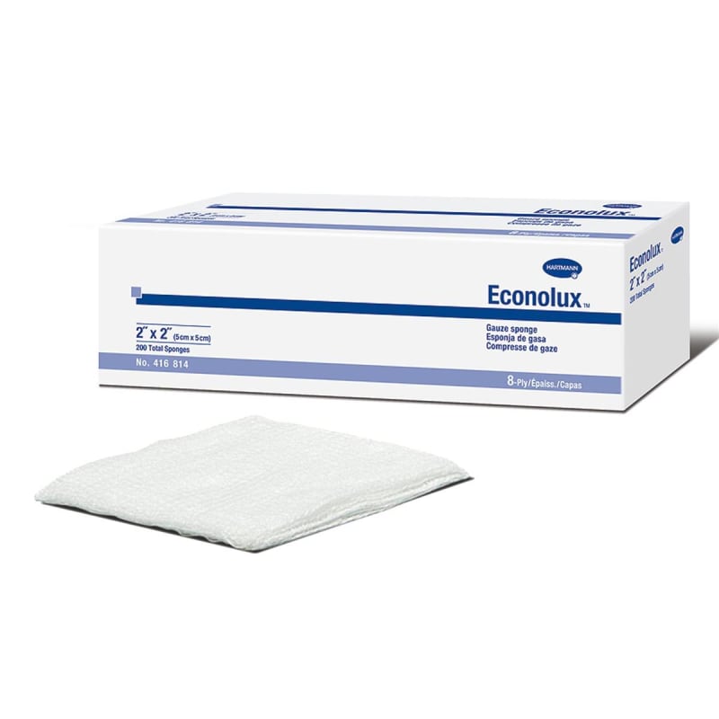 Hartmann Econolux® Gauze Sponge, 2 x 2 Inch, Eight-Ply Hartmann Econolux® Gauze Sponge, 2 x 2 Inch, Eight-Ply