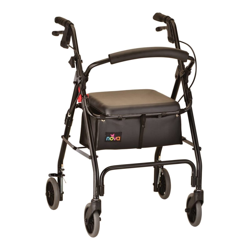 Nova Ortho-Med 4 Wheel Rollator GetGO Classic Black Adjustable Height / Folding Aluminum Frame Nova Ortho-Med 4 Wheel Rollator GetGO Classic Black Adjustable Height / Folding Aluminum Frame
