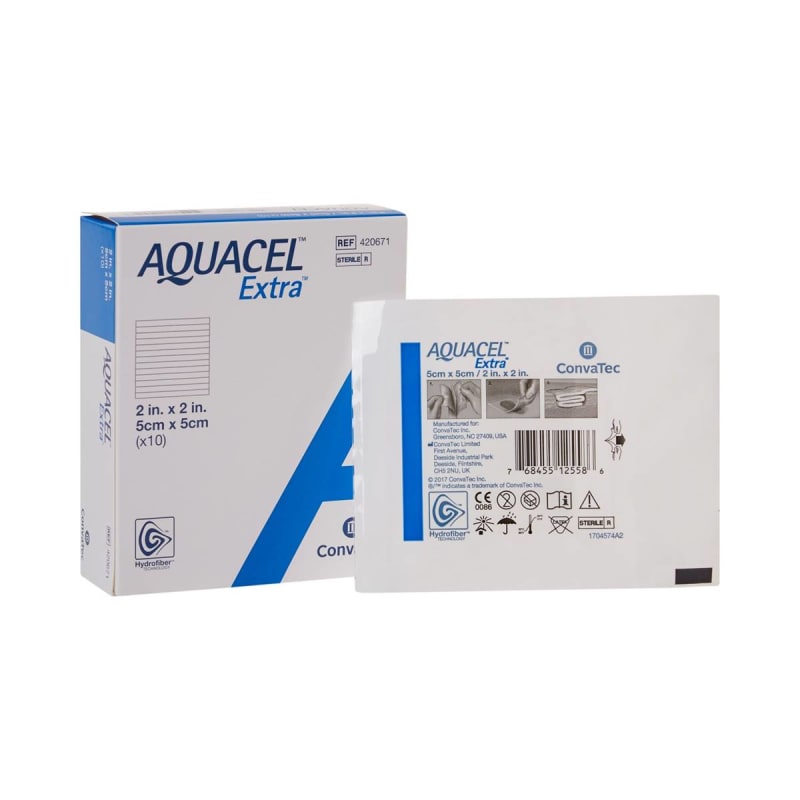 ConvaTec AquacelÂ® Extraâ„¢ Gelling Fiber Wound Dressing, 2 Ã— 2 Inch
