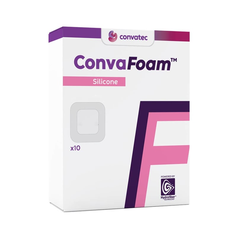 ConvaTec Foam Dressing ConvaFoamâ„¢ Silicone 4 X 4 Inch With Border Film Backing Silicone Adhesive Square Sterile ConvaTec Foam Dressing ConvaFoamâ„¢ Silicone 4 X 4 Inch With Border Film Backing Silicone Adhesive Square Sterile