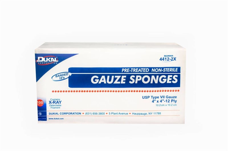 Dukalâ„¢ USP Type VII X-Ray Detectable Gauze Sponge, 4 x 4 Inch, 12-Ply