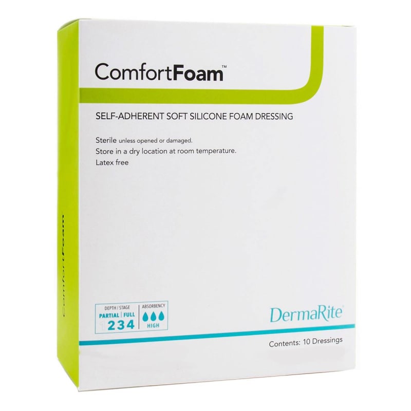 Sion Brands LLC ComfortFoamâ„¢ Silicone Adhesive without Border Silicone Foam Dressing, 4 x 8 Inch