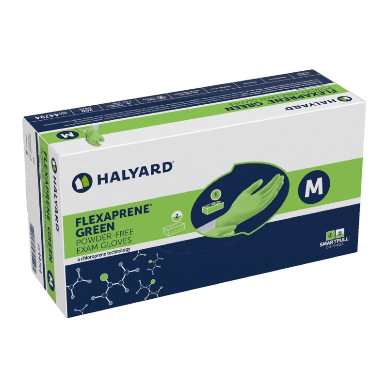 O&M Halyard Inc Flexaprene Green Chloroprene Exam Glove, Medium O&M Halyard Inc Flexaprene Green Chloroprene Exam Glove, Medium