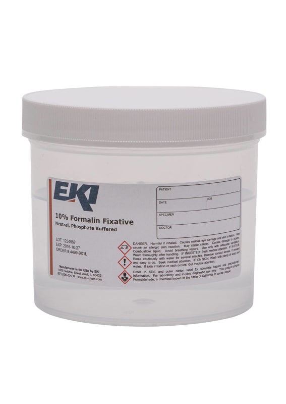 EK Industries Inc EKI Prefilled Formalin Container, 500 mL Fill in 1,000 mL