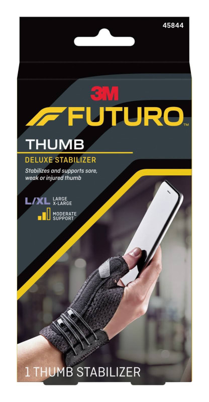3M Company Thumb Stabilizer FUTUROâ„¢ Deluxe Adult Large / X-Large Single-Pull Lace Closure Left or Right Hand / Thumb Black 3M Company Thumb Stabilizer FUTUROâ„¢ Deluxe Adult Large / X-Large Single-Pull Lace Closure Left or Right Hand / Thumb Black